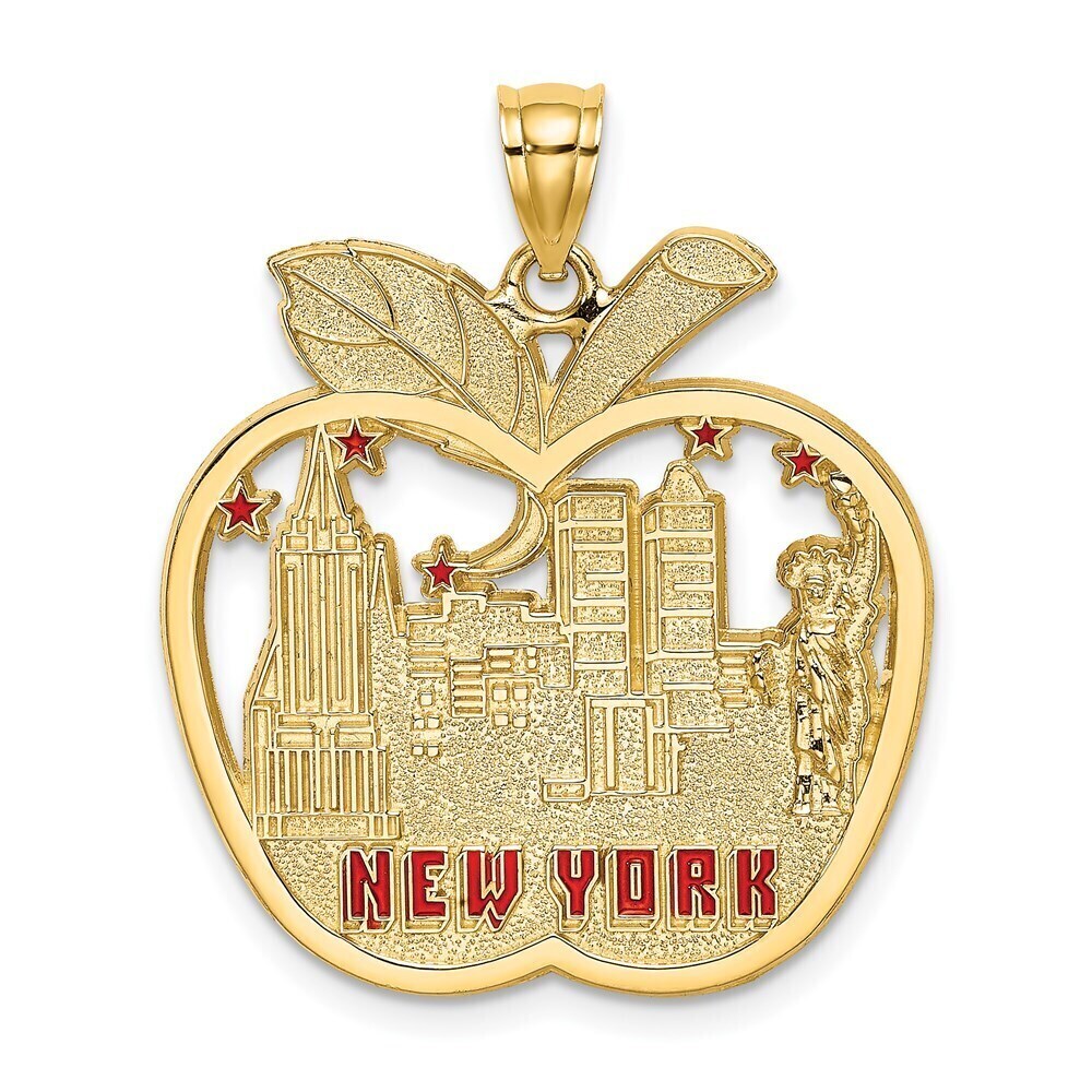 Kazi Luxury 14K Red Enamel NEW YORK Apple w/NY Skyline Charm
